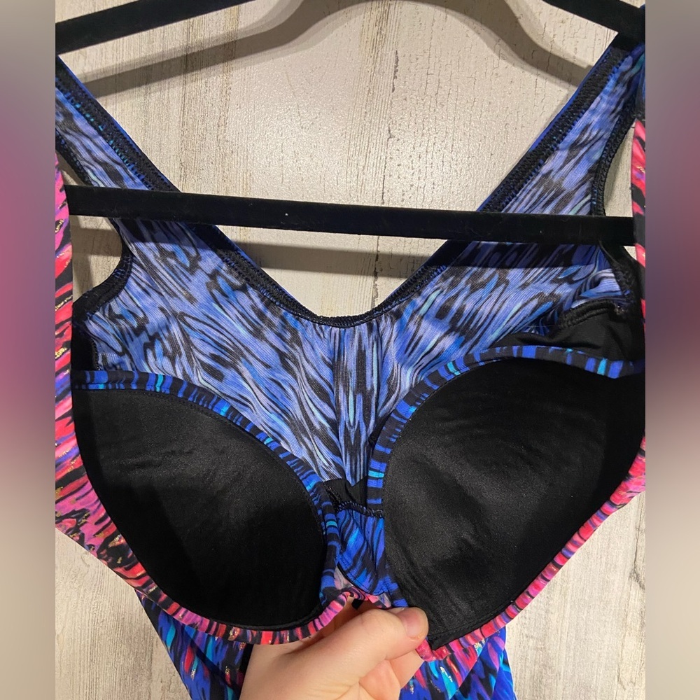Miraclesuit Blue Pink Vesuvio Its A Wrap One-Piece Tummy Control Swimsuit 8 - Picture 8 of 10